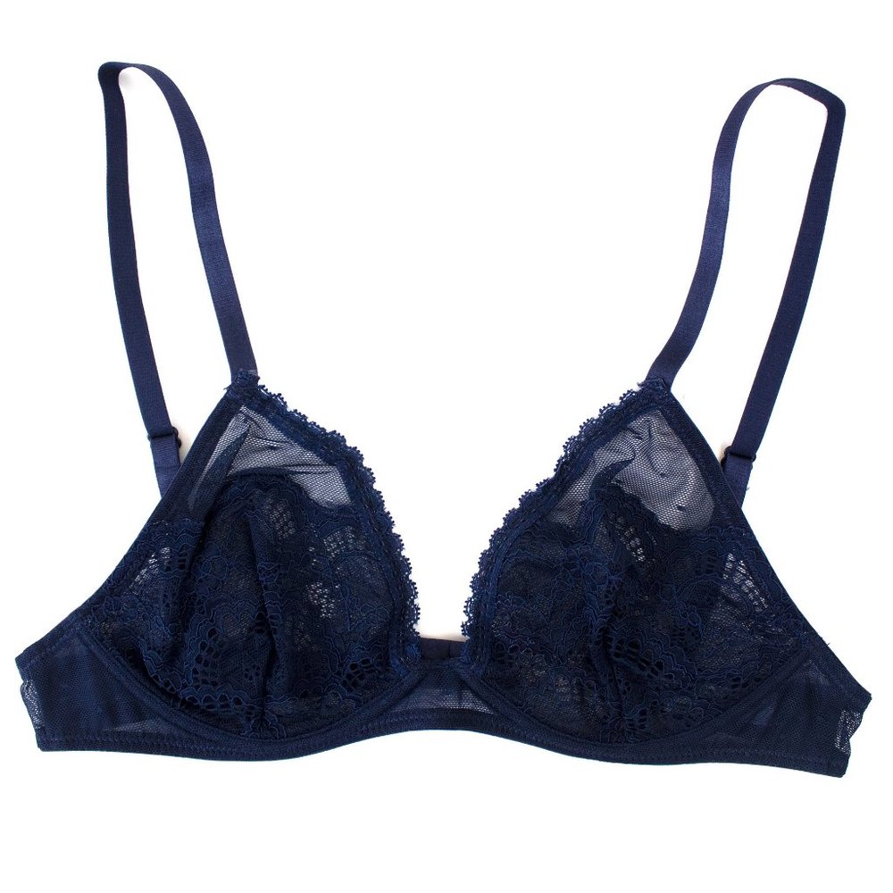 NWT Free People Triangle Lace Bra - Deep Navy, 34B